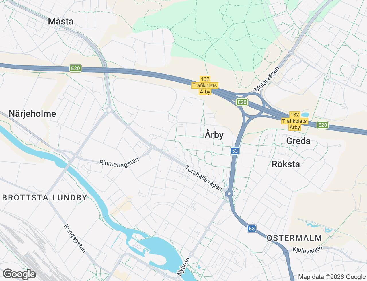 Karta över Årbygatan 27 i 45 Eskilstuna