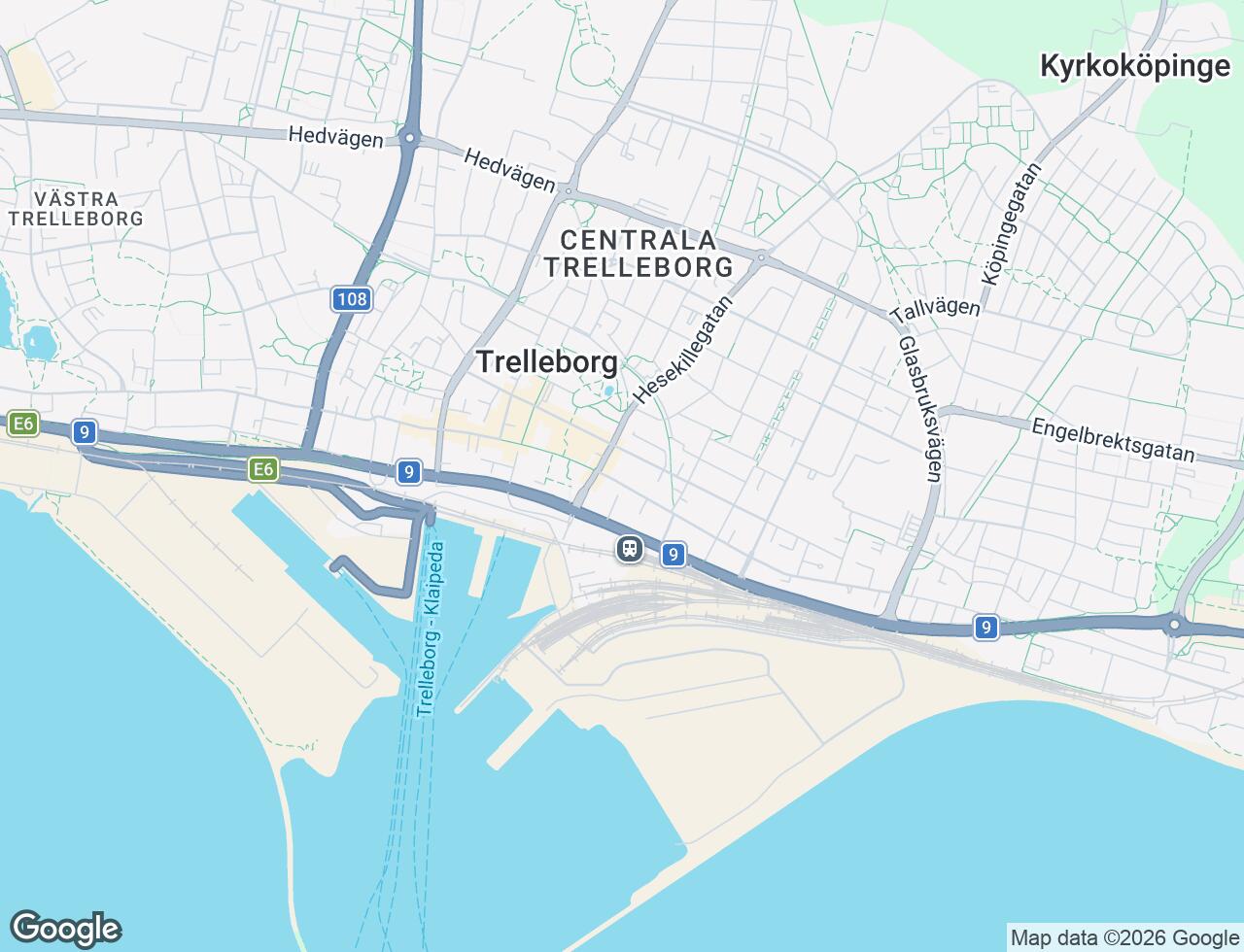 Karta över Östergatan 9 i 44 Trelleborg