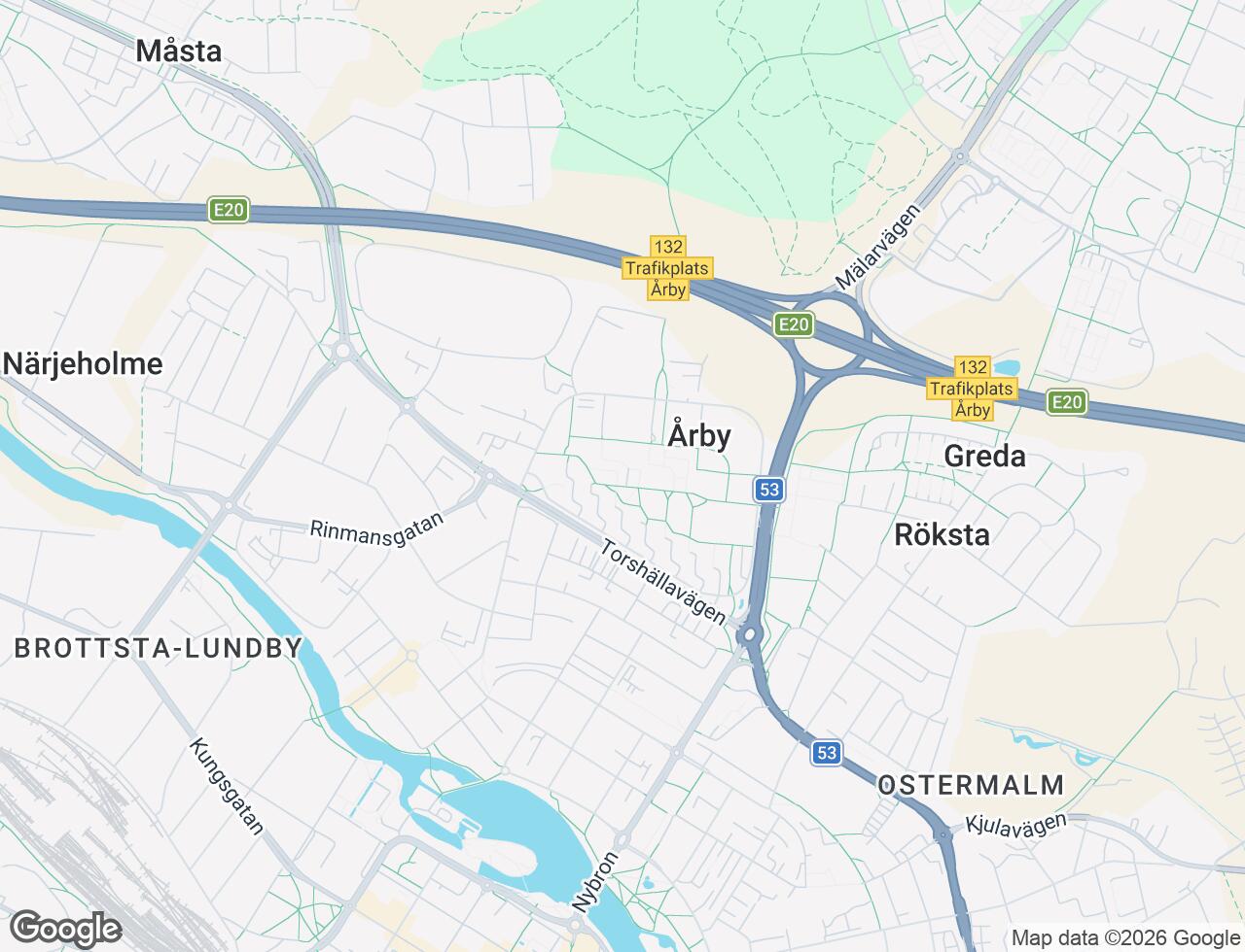 Karta över Årbygatan 23 i 45 Eskilstuna