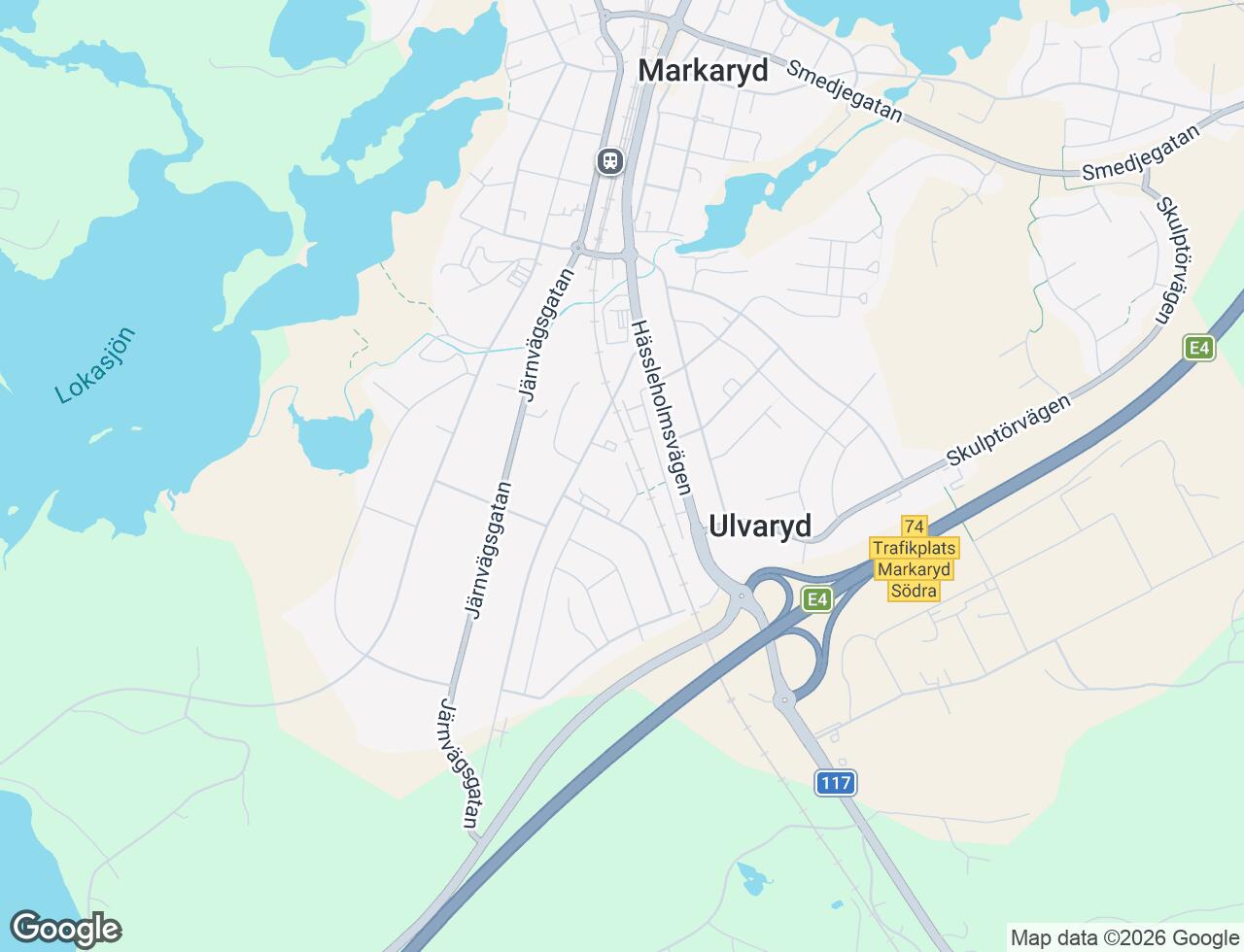 Karta över Kaplansgatan 3F i 33 Markaryd