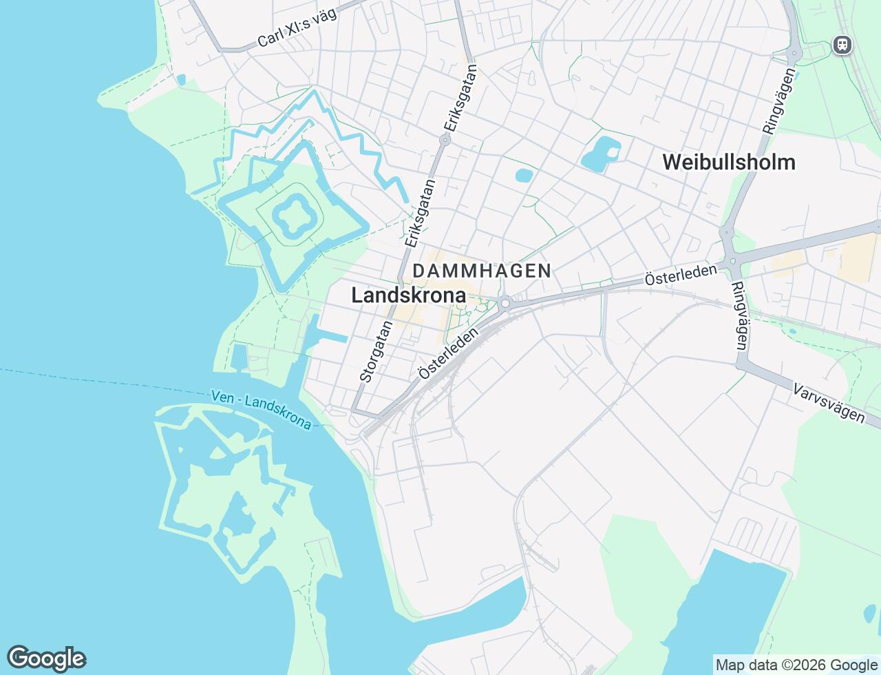 Karta över Järnvägsgatan 3 i 32 Landskrona