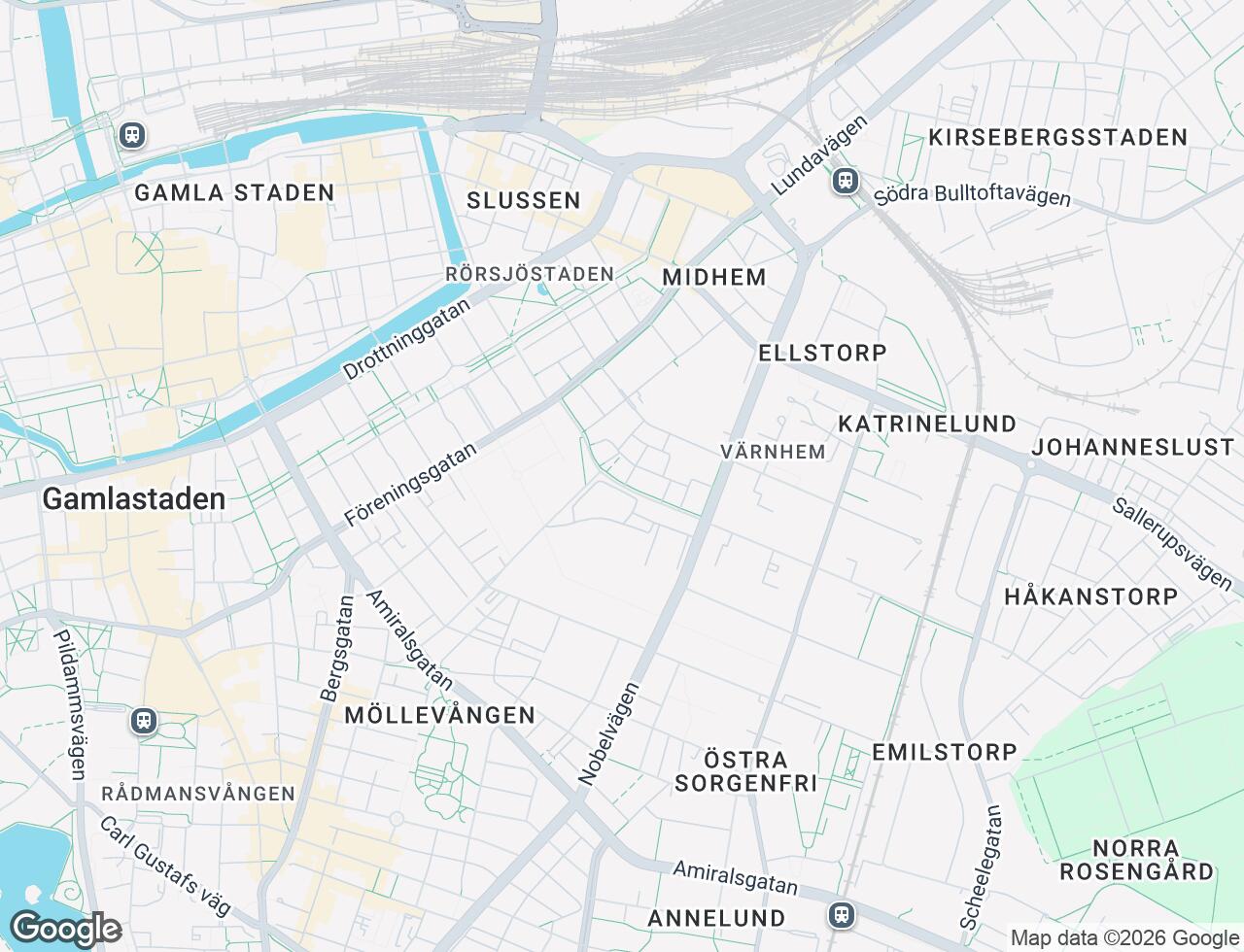 Karta över Spårvägen 24E i 51 Malmö