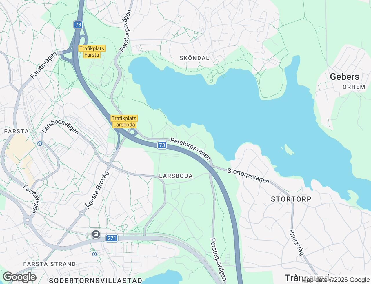 Karta över Perstorpsvägen 233 i 64 Farsta