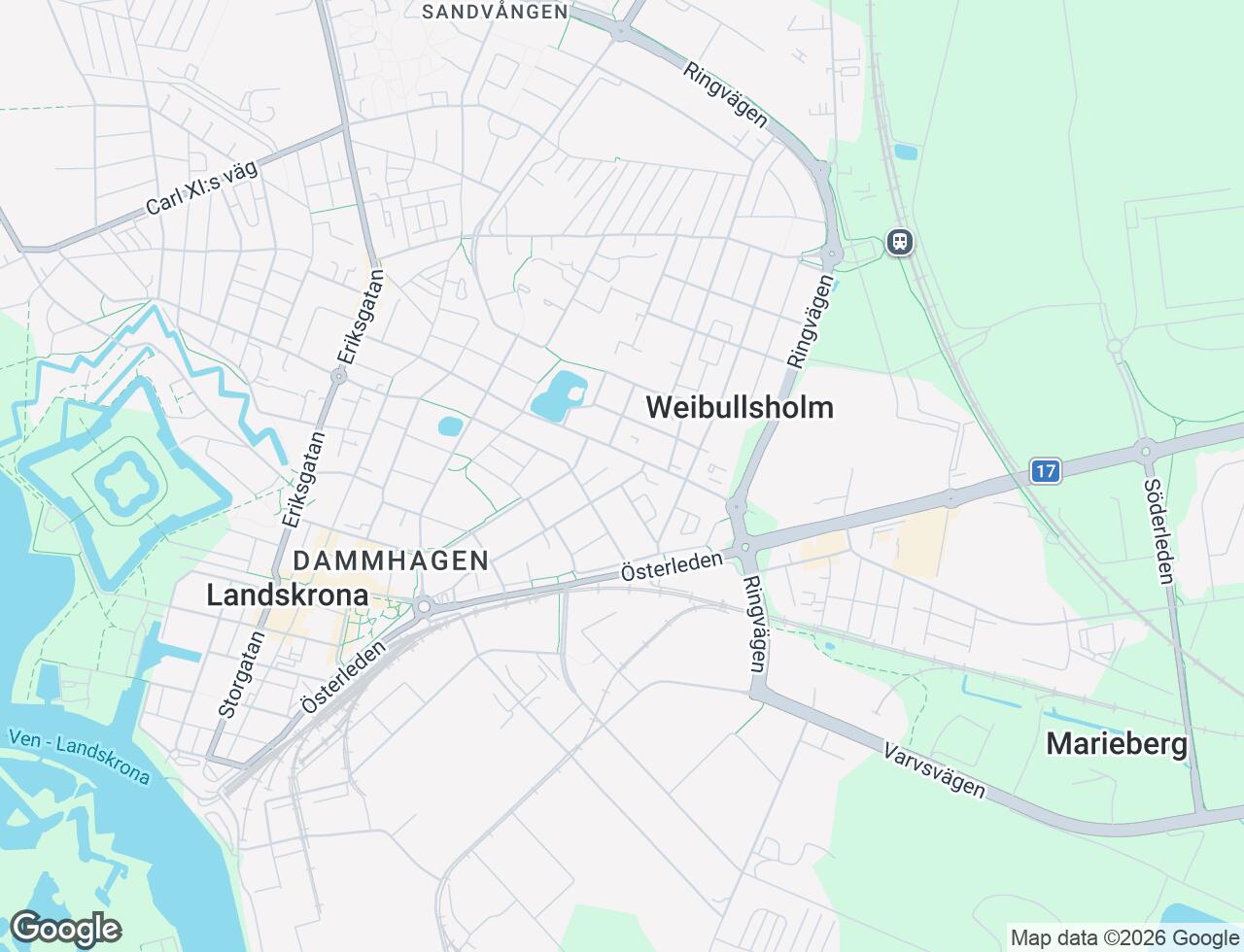 Karta över Östergatan 189 i 51 Landskrona