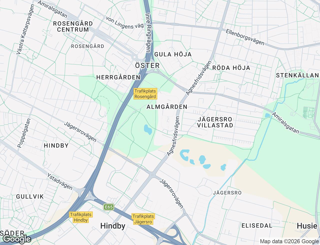 Karta över Agnesfridsvägen 89 i 37 Malmö