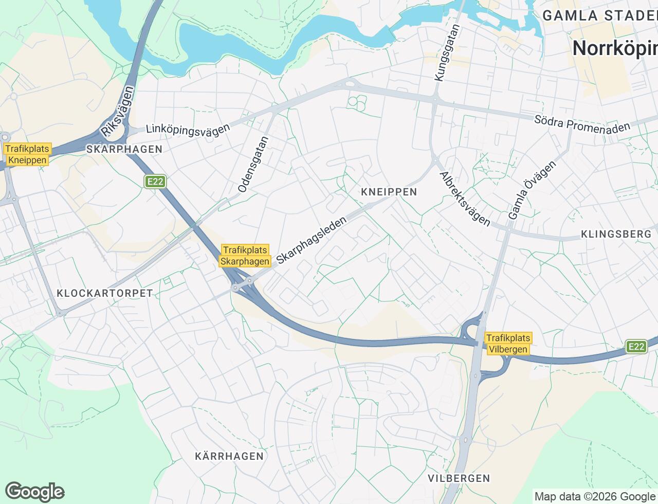 Karta över Idrottsgatan 36 i 73 Norrköping