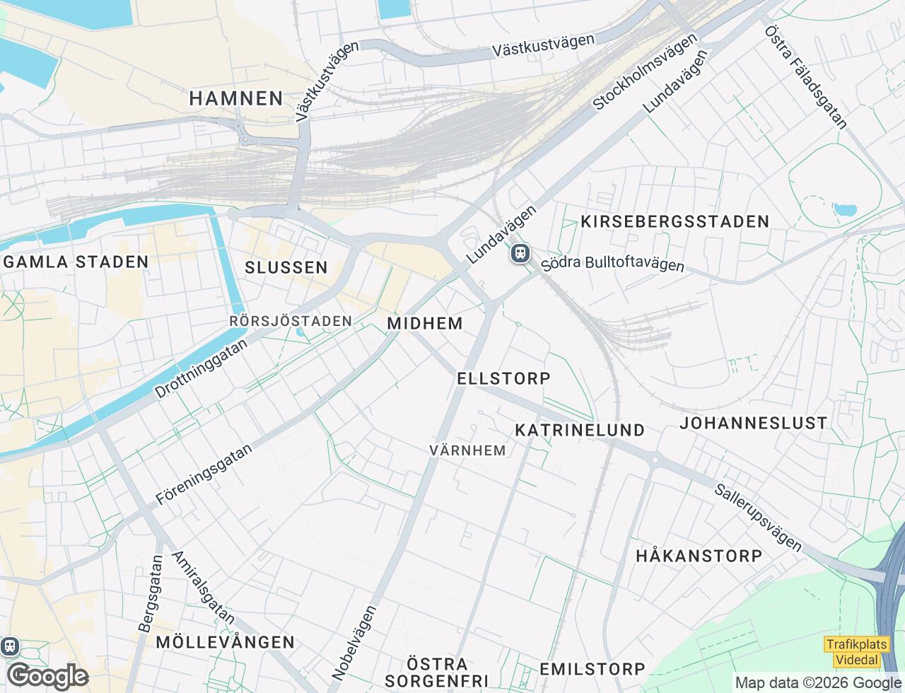 Karta över Värnhemsgatan 9 i 15 Malmö