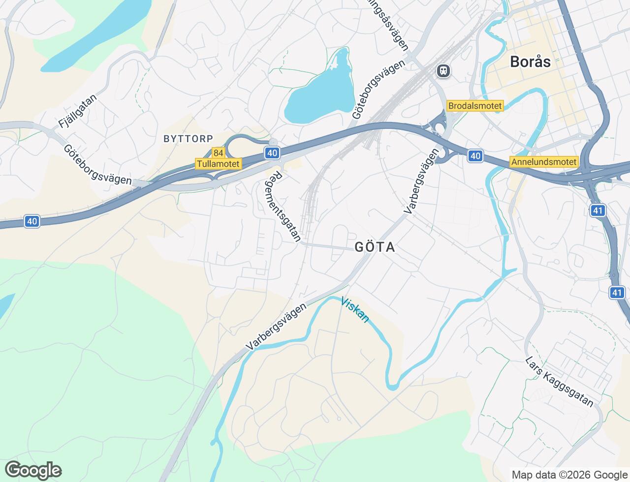 Karta över Regementsgatan 16 i 31 Borås