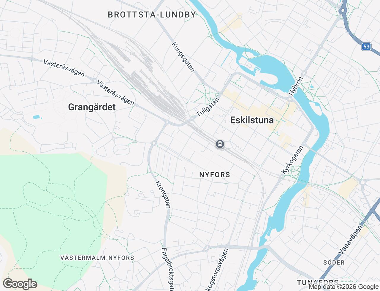 Karta över Nyforsgatan 36 i 25 Eskilstuna