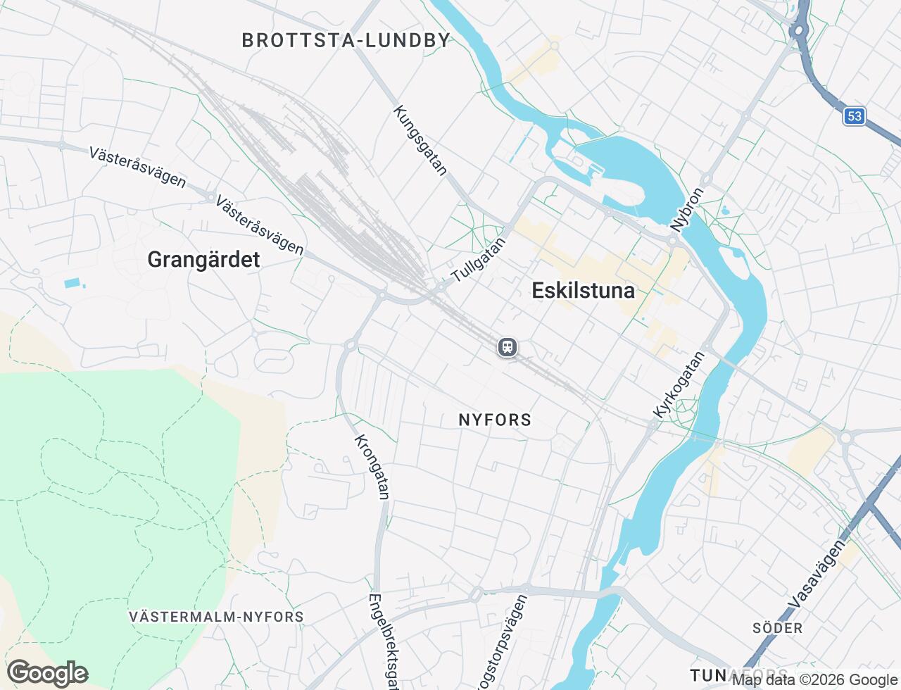 Karta över Västra Åsgatan 15 i 25 Eskilstuna