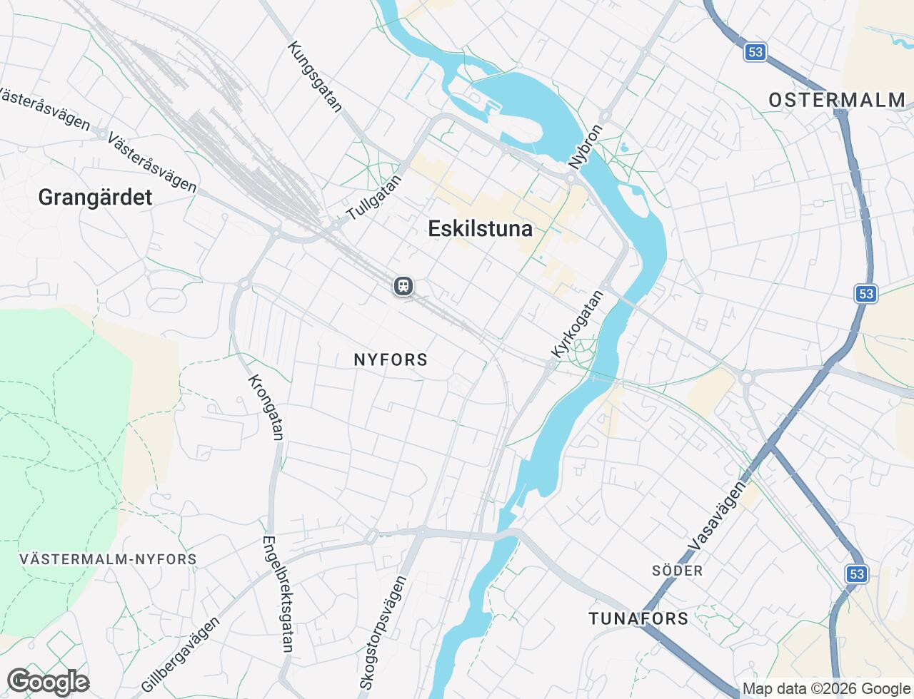 Karta över Östra Åsgatan 5 i 25 Eskilstuna