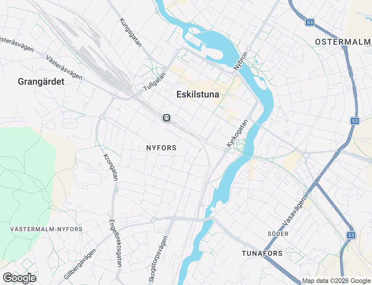Karta över Östra Åsgatan 7 i 25 Eskilstuna