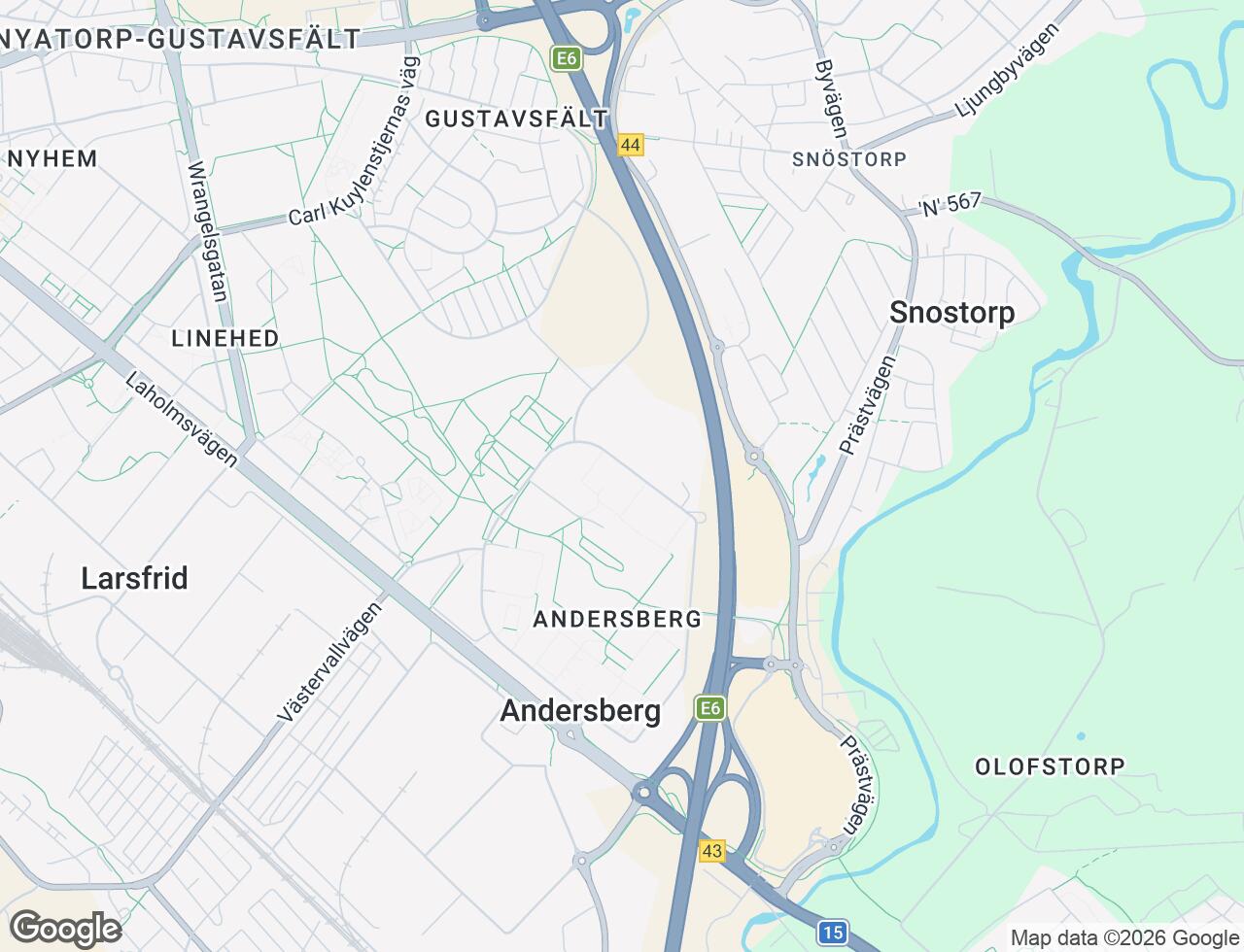 Karta över Andersbergsringen 71 i 21 Halmstad