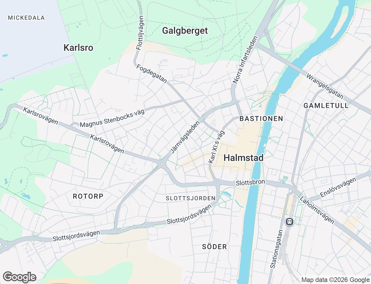 Karta över Hvitfeldtsgatan 26A i 96 Halmstad