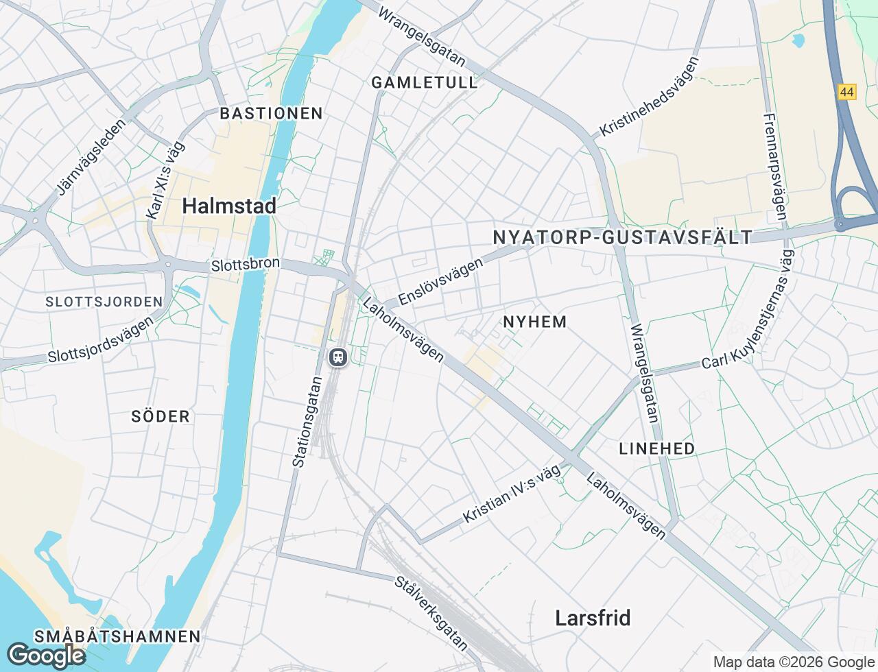 Karta över Järnvägsgatan 4A i 49 Halmstad