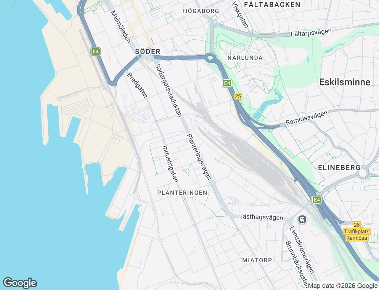 Karta över Planteringsvägen 26 i 40 Helsingborg