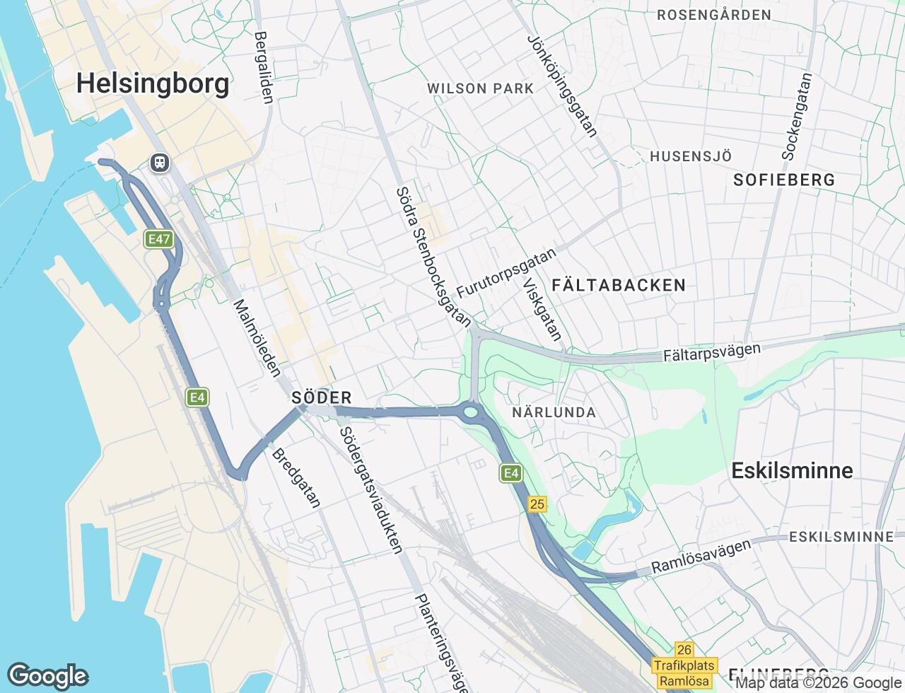 Karta över Sturegatan 25 i 38 Helsingborg