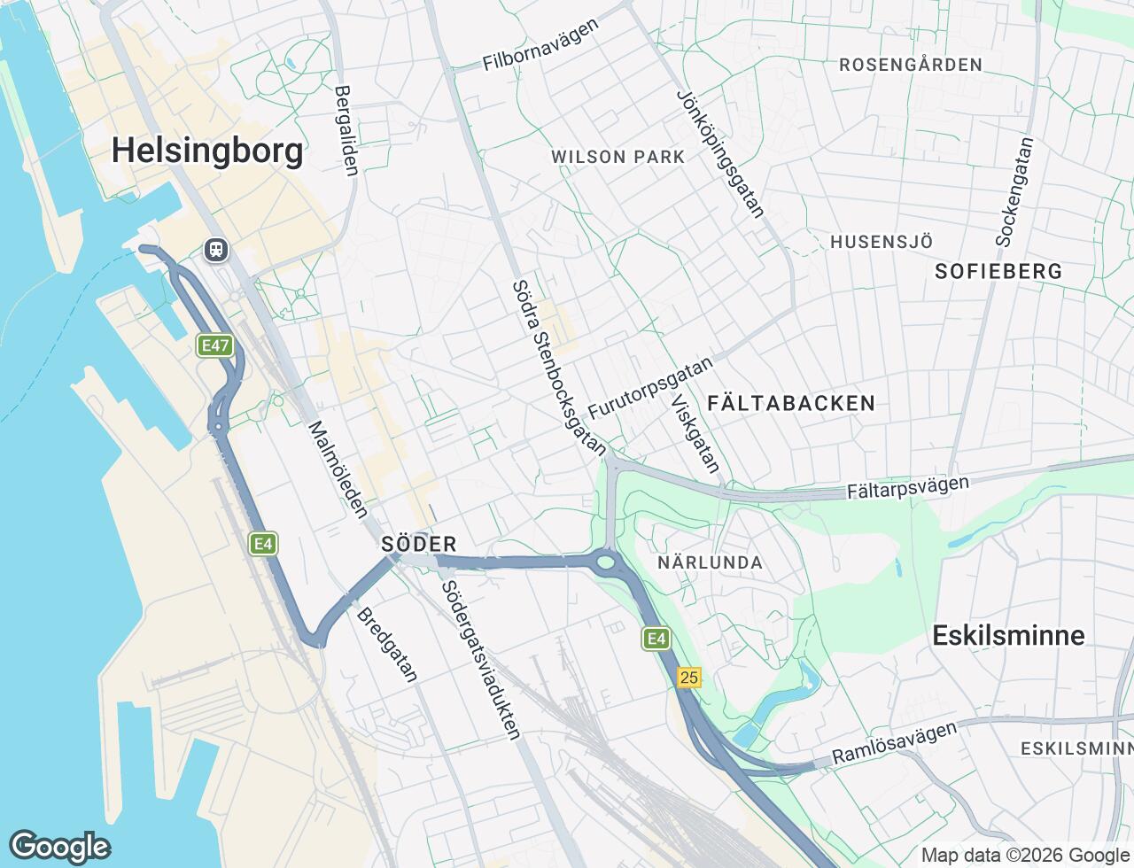 Karta över Sturegatan 35 i 38 Helsingborg