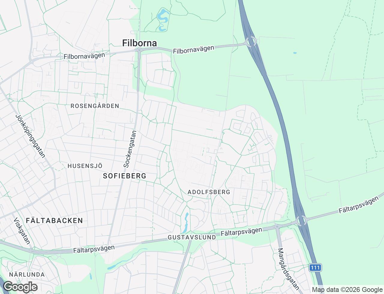 Karta över Södra Hunnetorpsvägen 68D i 62 Helsingborg