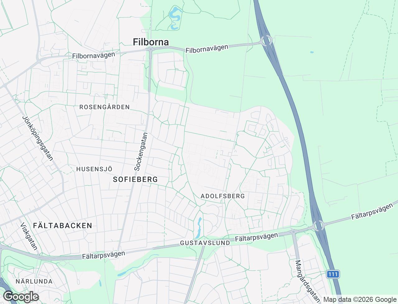 Karta över Södra Hunnetorpsvägen 70A i 62 Helsingborg