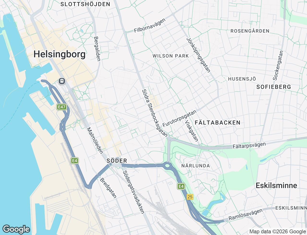 Karta över Södra Stenbocksgatan 130 i 45 Helsingborg