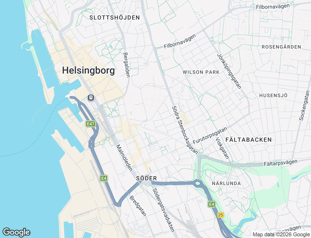 Karta över Övre Eneborgsvägen 11 A i 48 Helsingborg