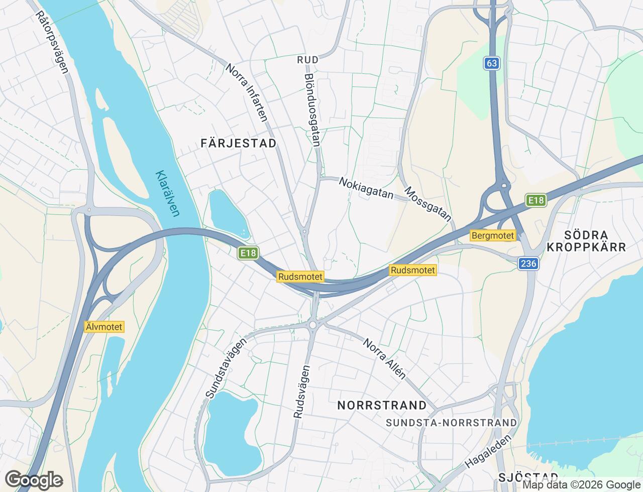 Karta över Rudsbergsvägen 26 i 66 Karlstad