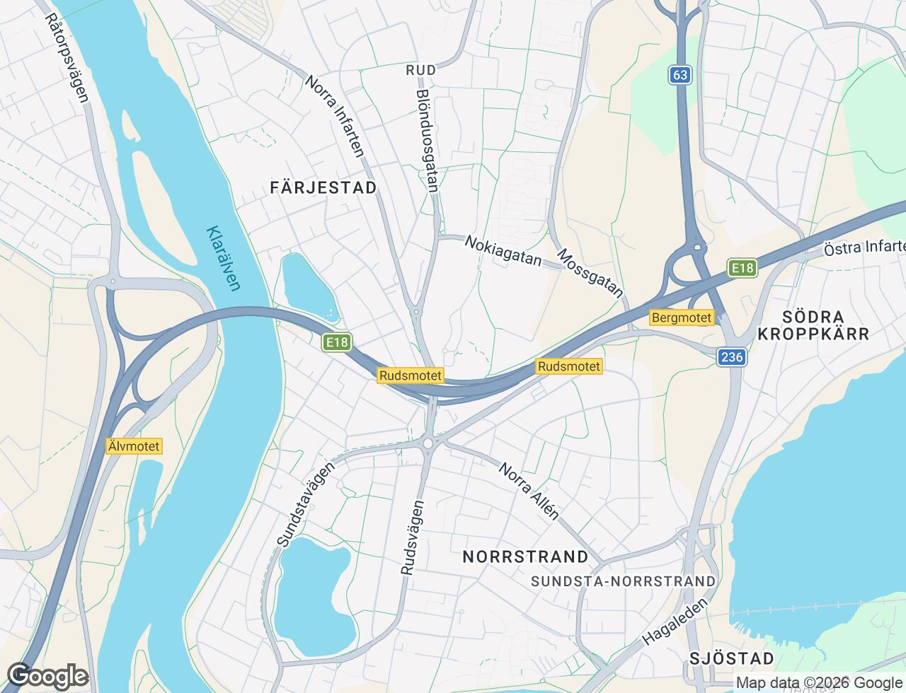 Karta över Rudsbergsvägen 32 i 66 Karlstad