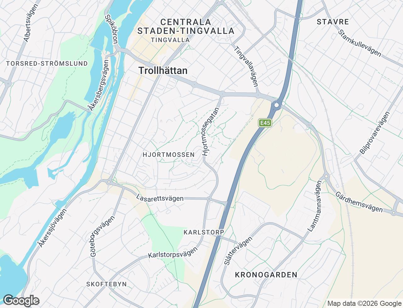 Karta över Hjortmossegatan 160 i 51 Trollhättan