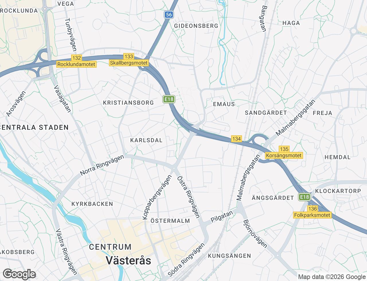 Karta över Johanneshöjden 1 i 19 Västerås