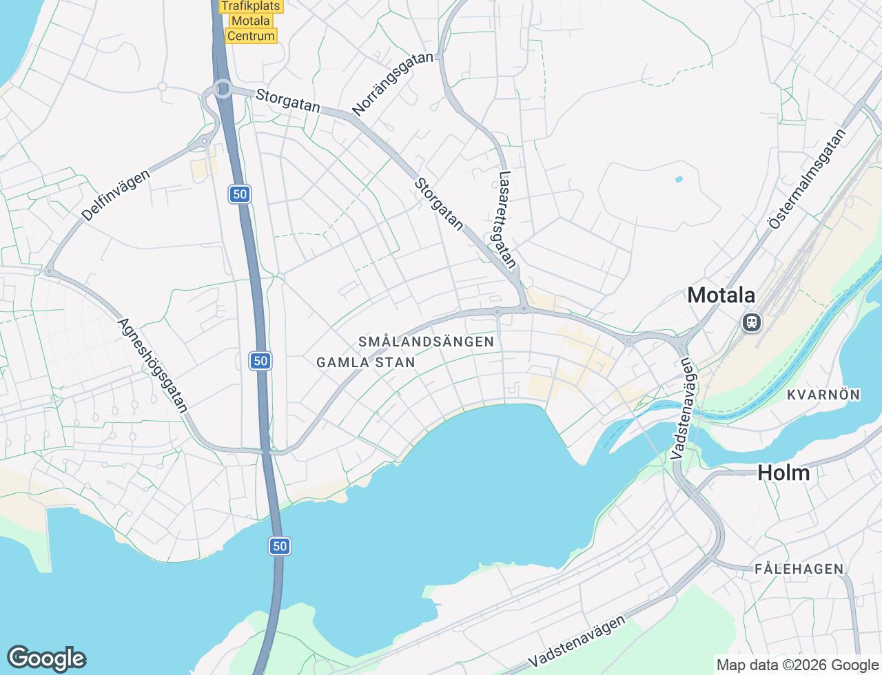 Karta över Nedre Rådmansgatan 10 i 26 Motala