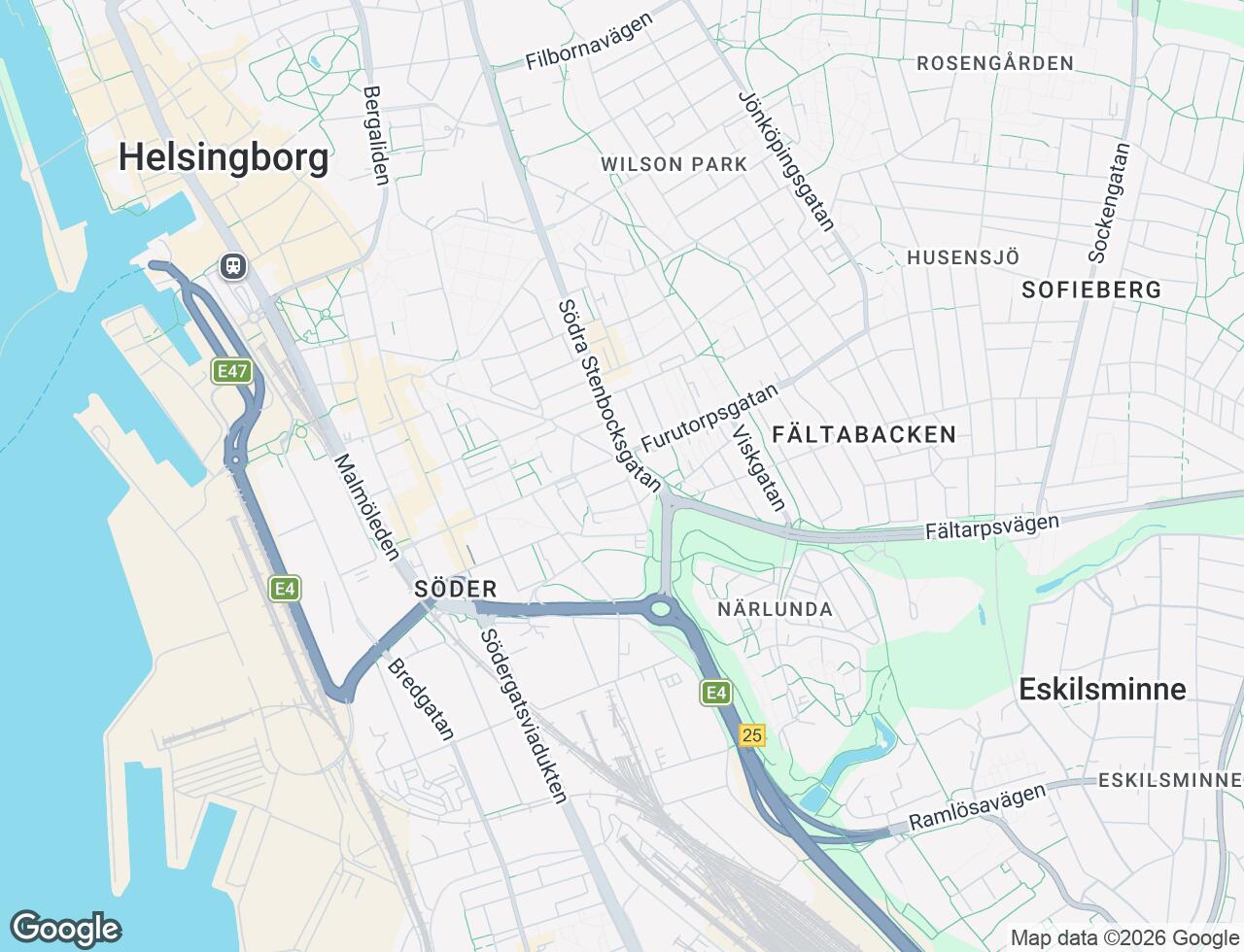 Karta över Sturegatan 33A i 38 Helsingborg