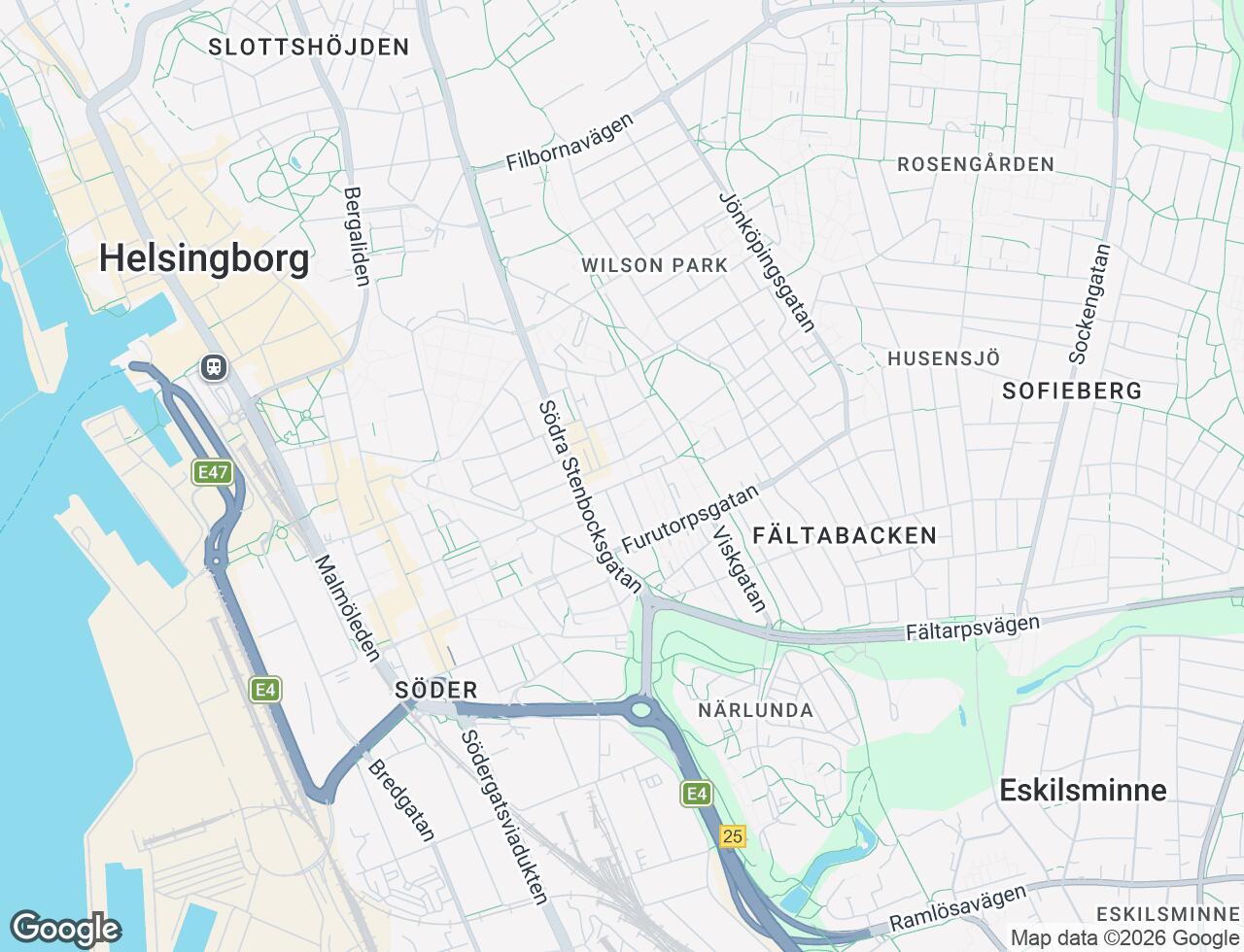 Karta över Övre Nytorgsg 83 i 49 Helsingborg