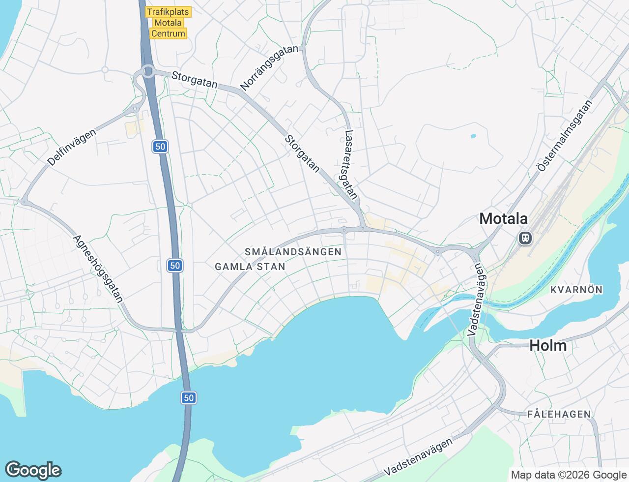 Karta över Nedre Borgmästaregatan 9 i 26 Motala