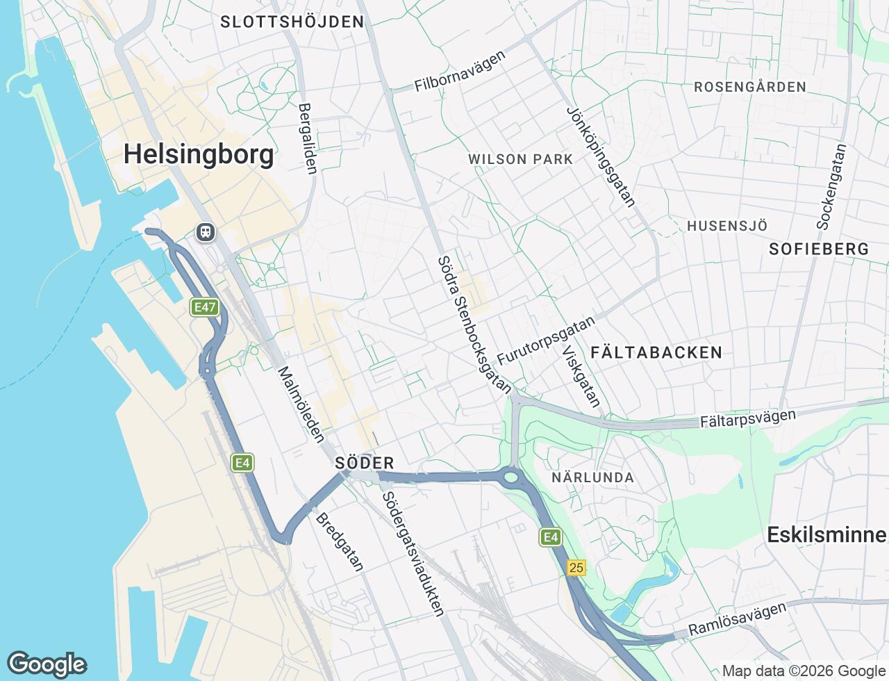 Karta över Nytorgsbacken 52 i 45 Helsingborg