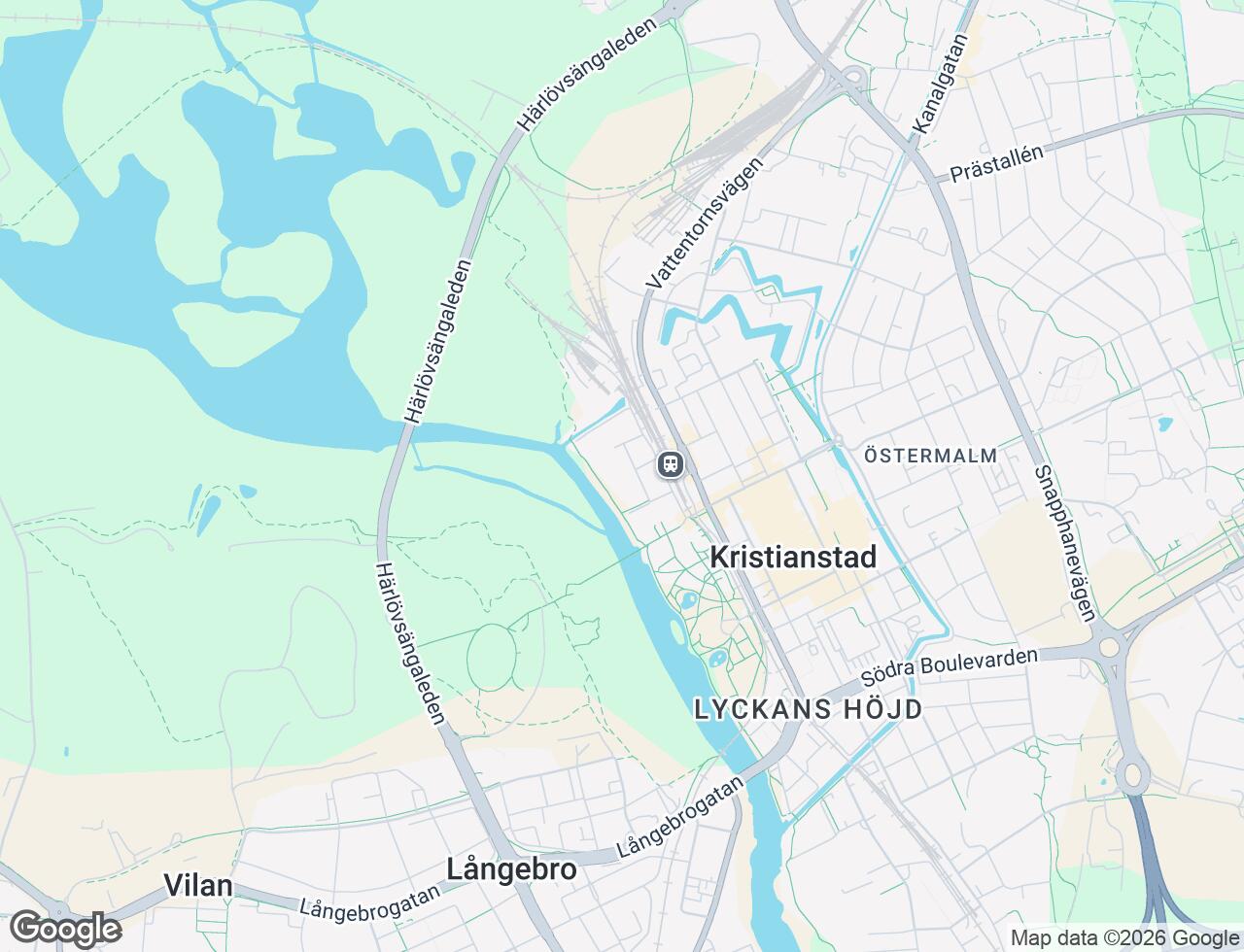 Karta över Lilla Bangårdsgatan 5 i 32 Kristianstad