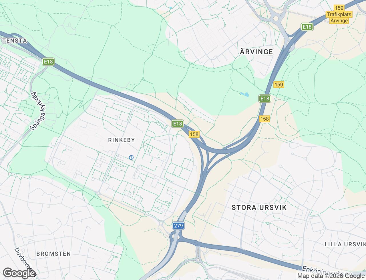 Karta över Rinkebysvängen 99 i 74 Spånga