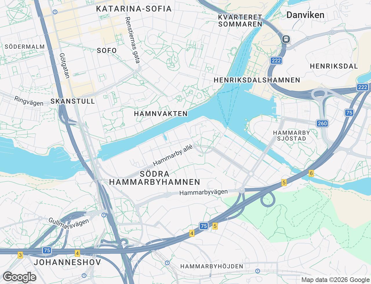 Karta över Hammarbyterrassen 32 i 63 Stockholm