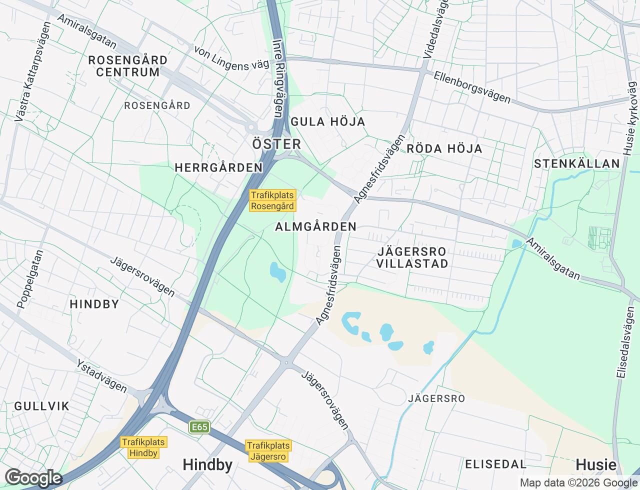Karta över Agnesfridsvägen 101 i 37 Malmö