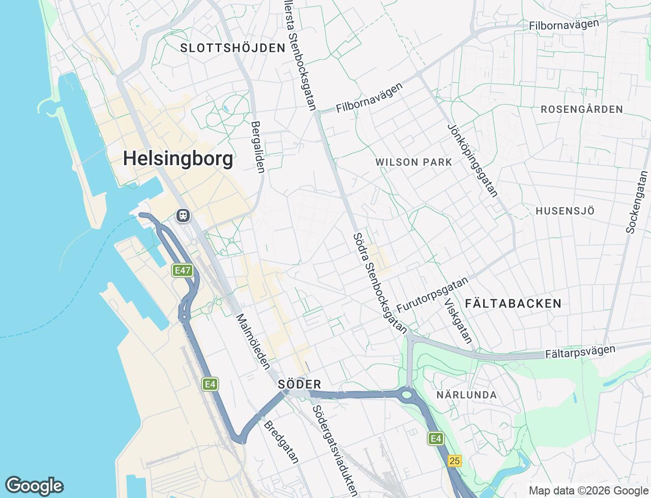 Karta över Bjäregatan 2 i 48 Helsingborg