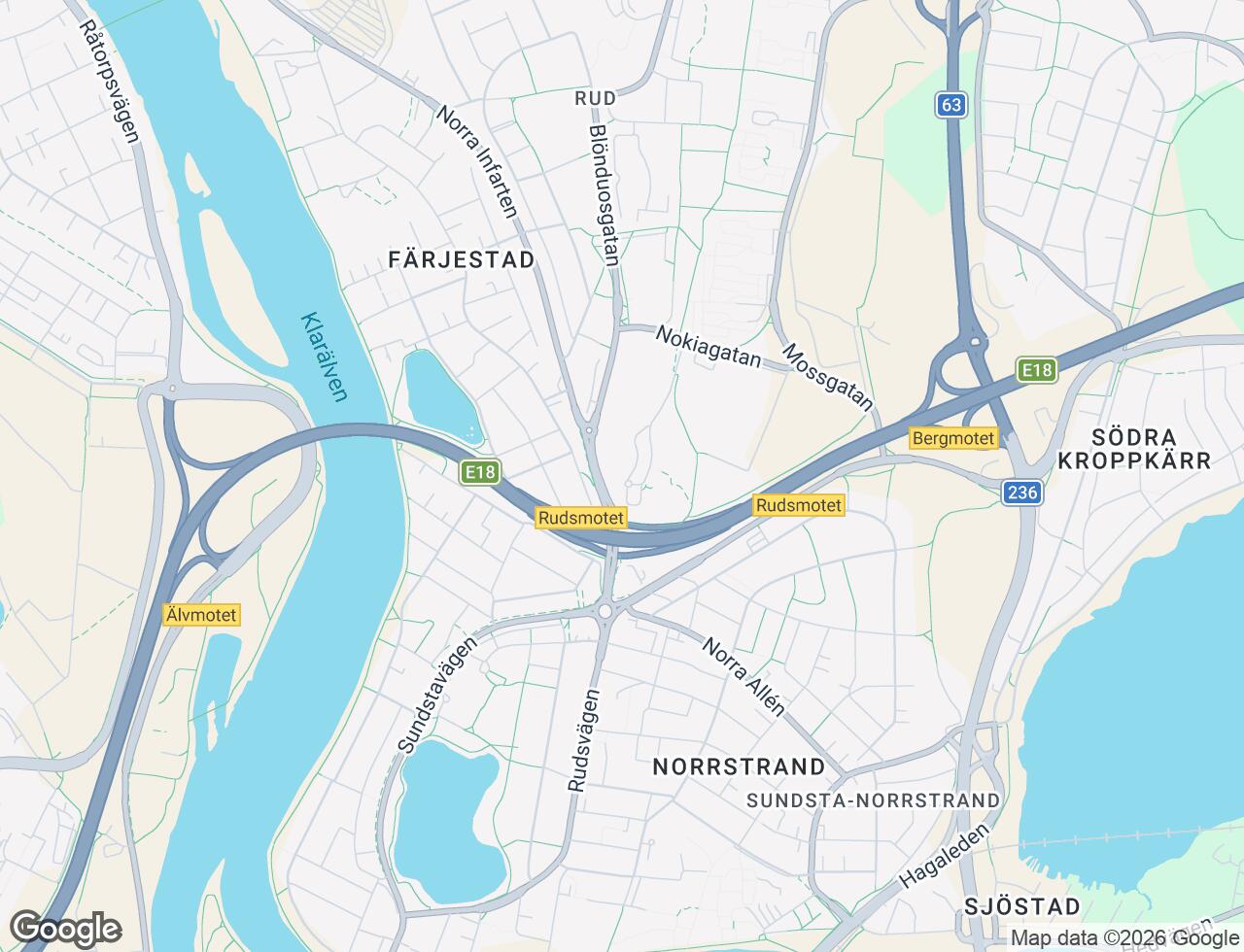 Karta över Rudsbergsvägen 30 i 66 Karlstad