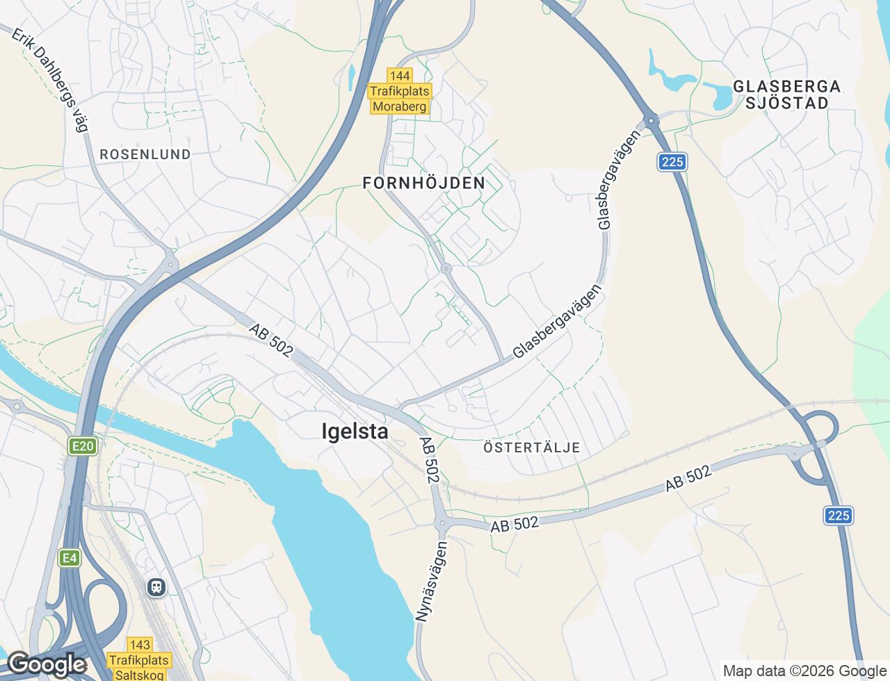 Karta över Fornhöjdsvägen 15 i 56 Södertälje