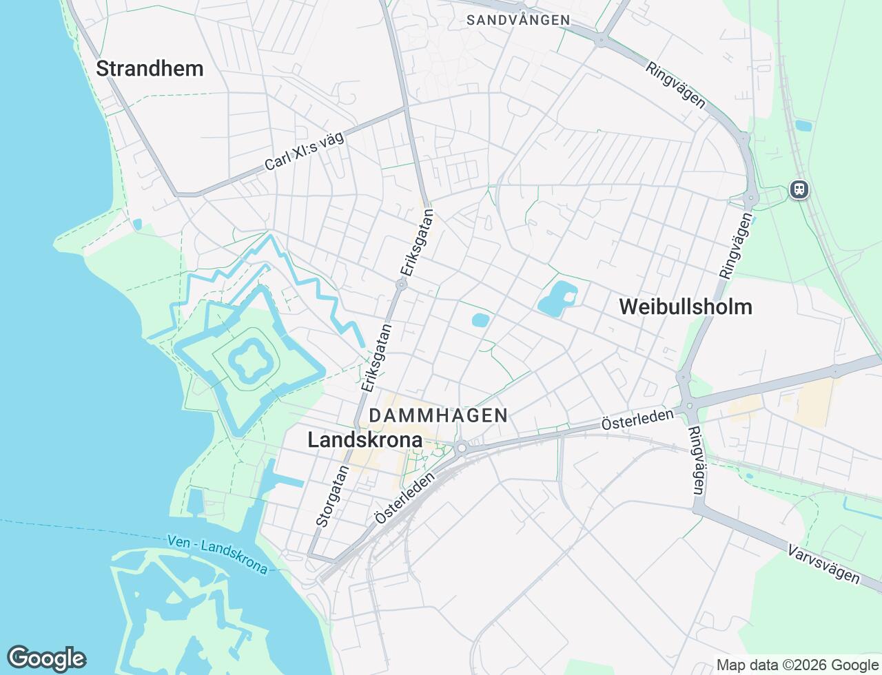 Karta över Järnvägsgatan 37 B i 32 Landskrona