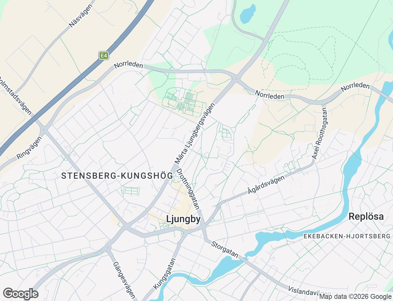 Karta över Olstorpsgatan 14B i 36 Ljungby
