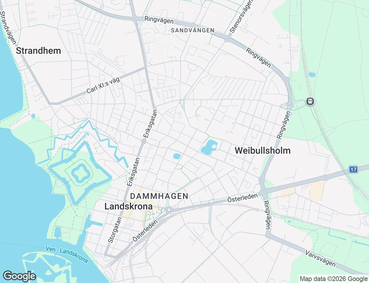Karta över Regeringsgatan 125A i 36 Landskrona
