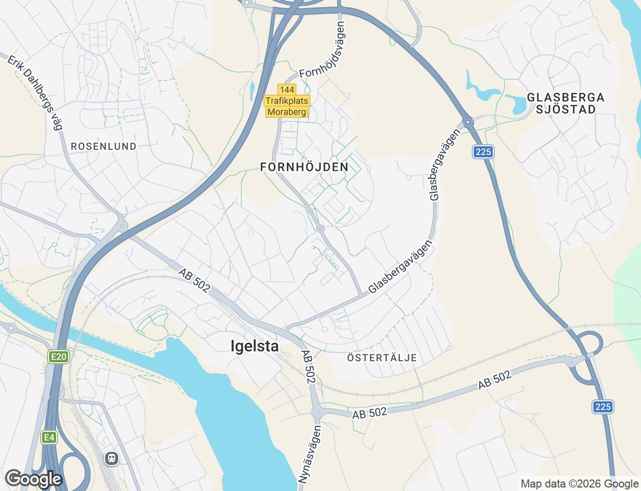 Karta över Fornhöjdsvägen 49 i 56 Södertälje