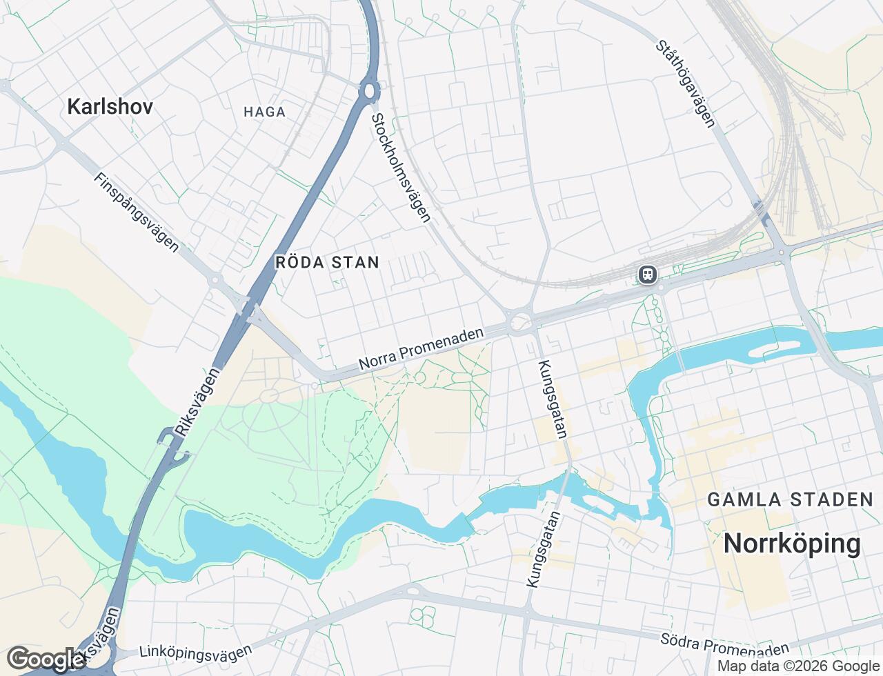 Karta över Norra Promenaden 114 i 18 Norrköping