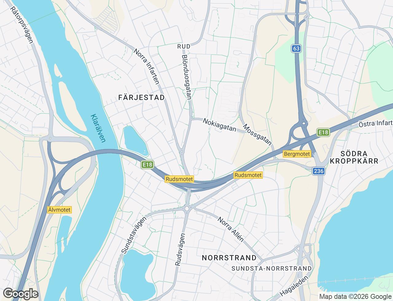 Karta över Rudsbergsvägen 20 i 66 Karlstad
