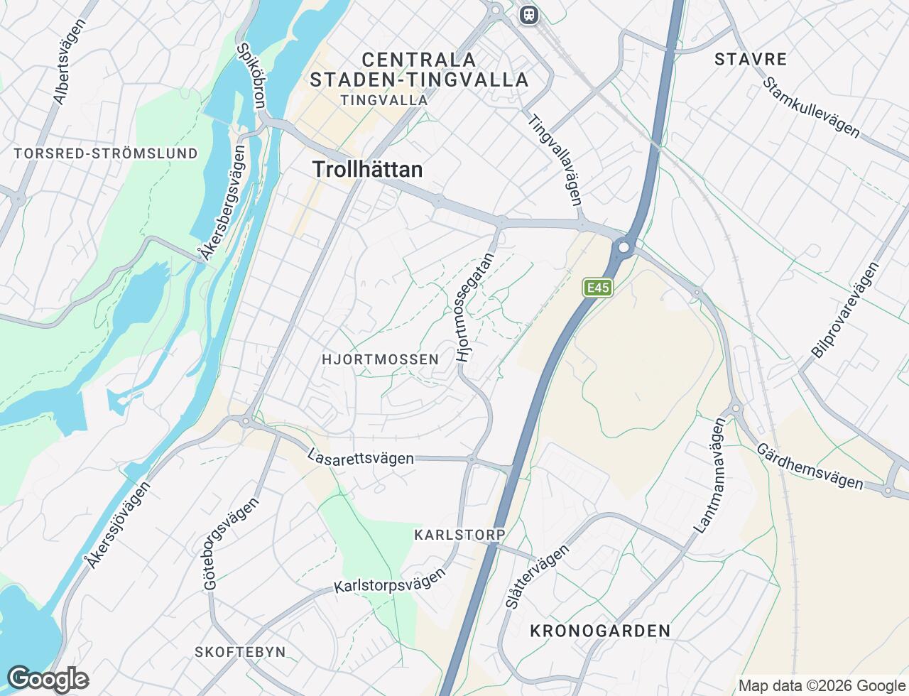 Karta över Hjortmossegatan 154 i 51 Trollhättan