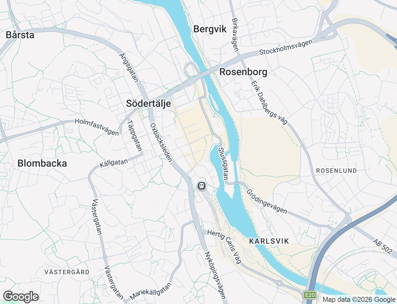 Karta över Badhusgatan 1 B i 72 Södertälje